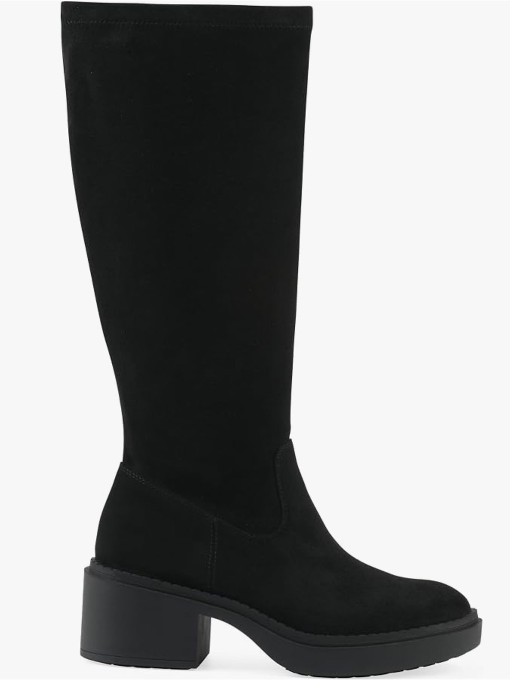 White Mountain Black Knee-High Block Heel Boots